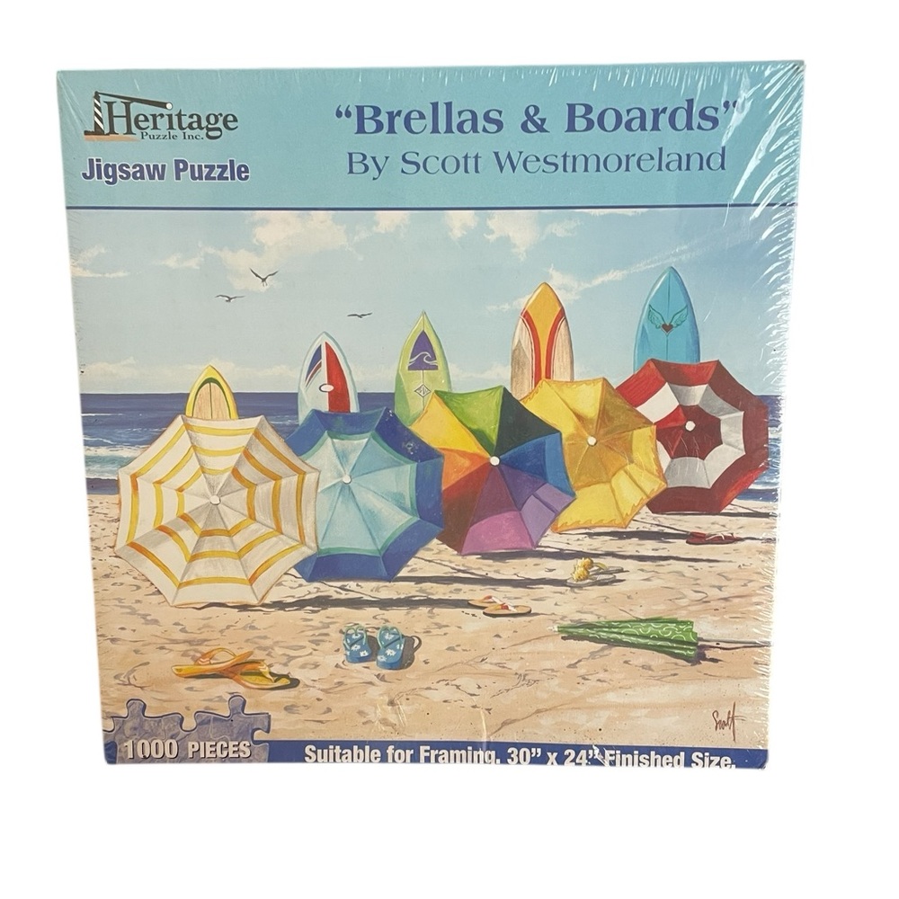 Heritage Puzzle 'Brellas & Boards' 1000 Piece Jigsaw Puzzle 30” X 24”
